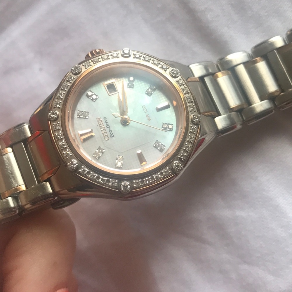 Rosegold and platinum Citizen watch with diamonds